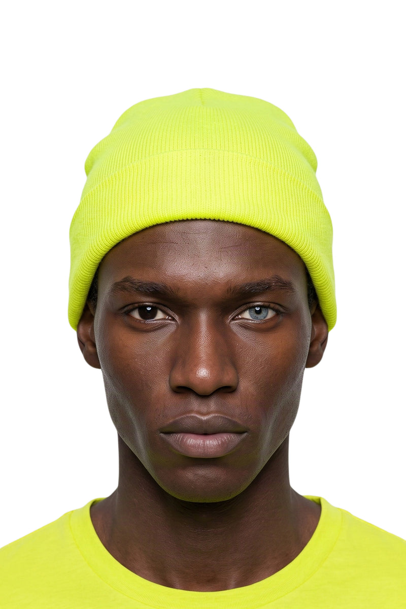 USA BEANIE 8.5" NEON YELLOW ACCESSORIES | HAT THE CELECT