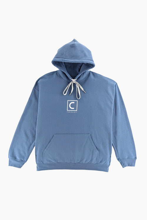 C SQUARE LOGO HOODIE SLATE BLUE FLEECE | GRAPHIC HOODY THE CELECT MENS