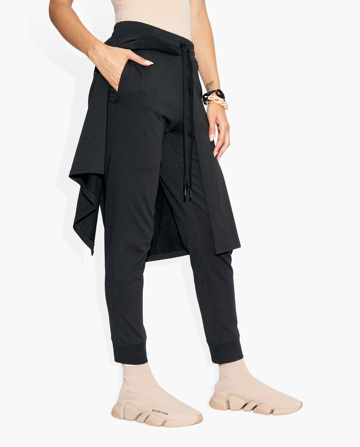 2D Skirt Pant Black PANTS | KNIT JOGGER THE CELECT WOMAN