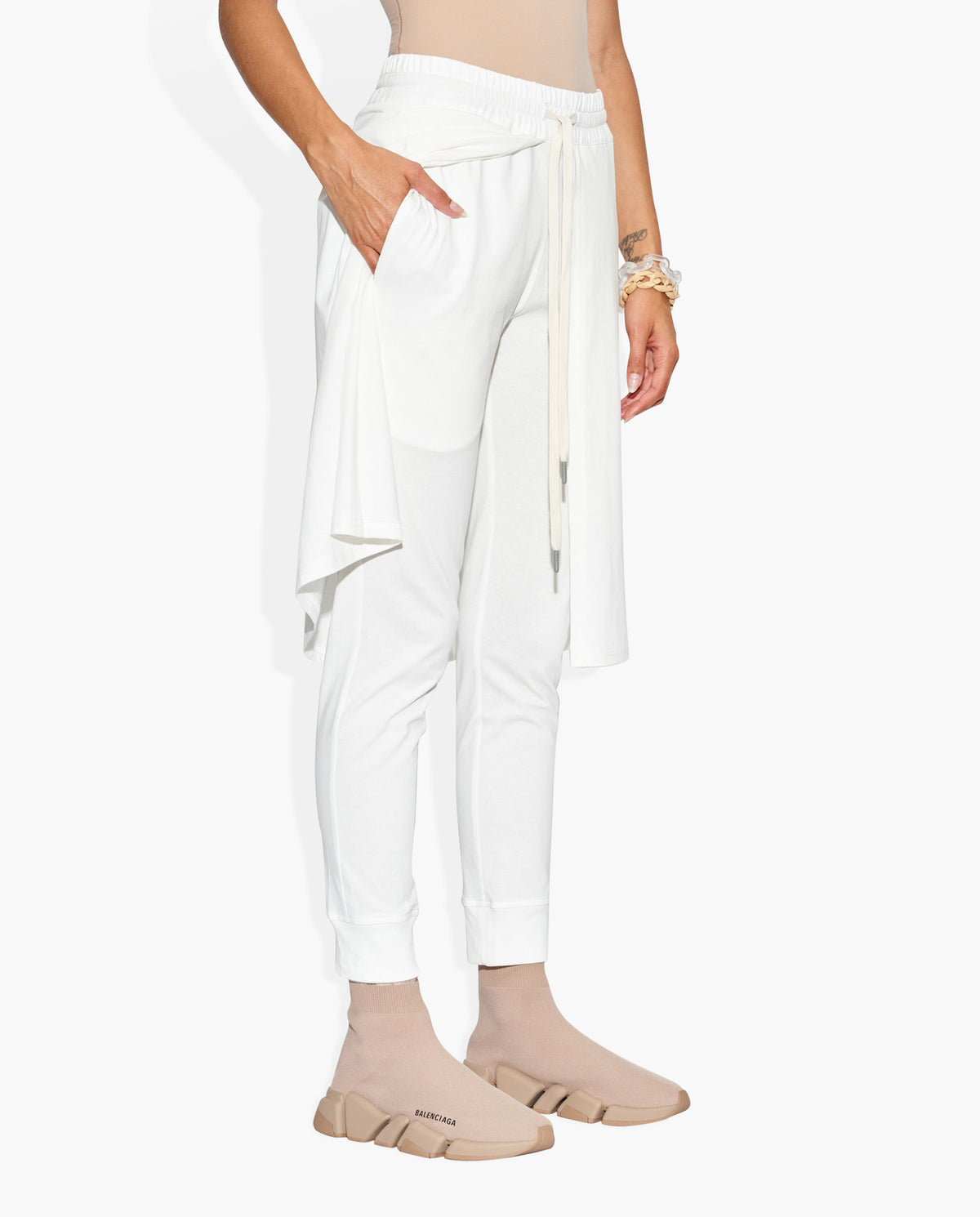 2D Skirt Pant White PANTS | KNIT JOGGER THE CELECT WOMAN