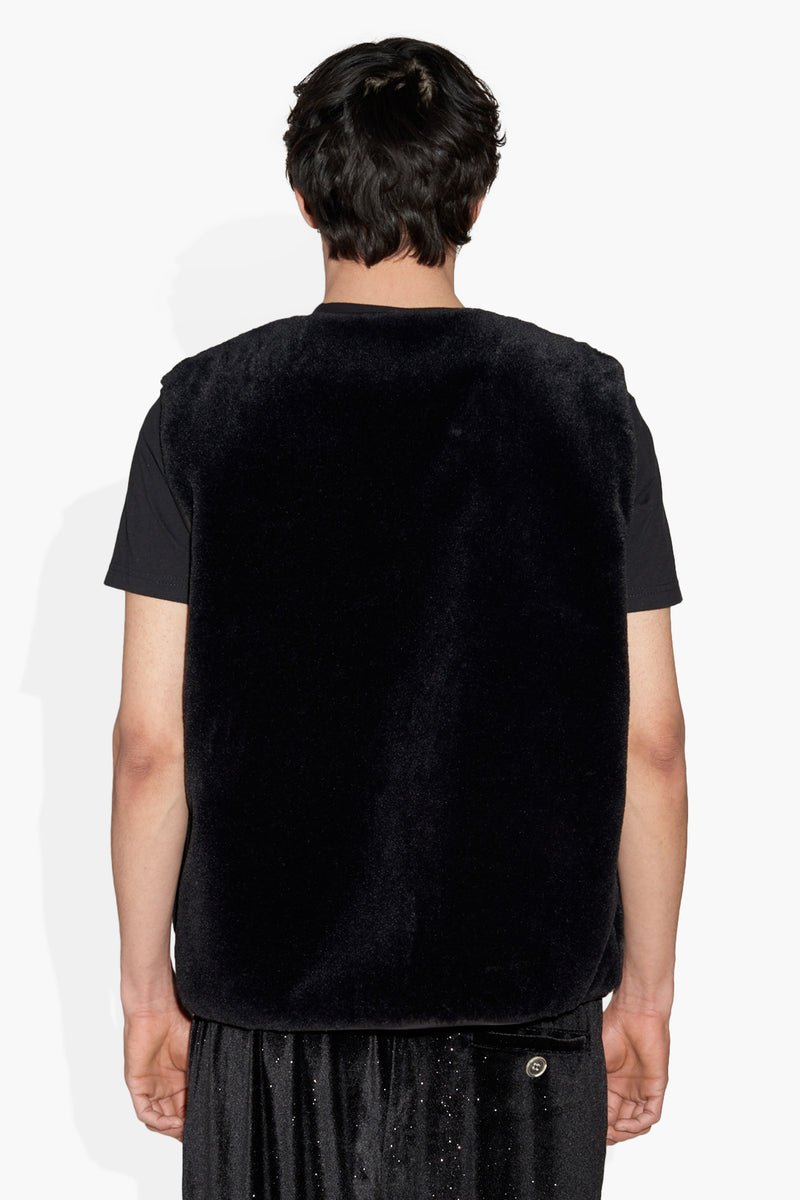 FUZZY VEST BLACK OUTERWEAR | VEST THE CELECT MENS   