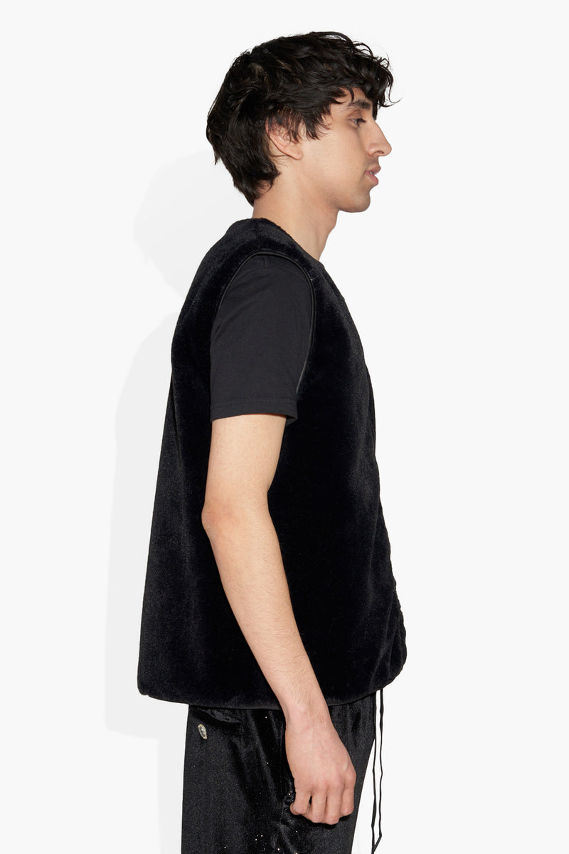 FUZZY VEST BLACK OUTERWEAR | VEST THE CELECT MENS   