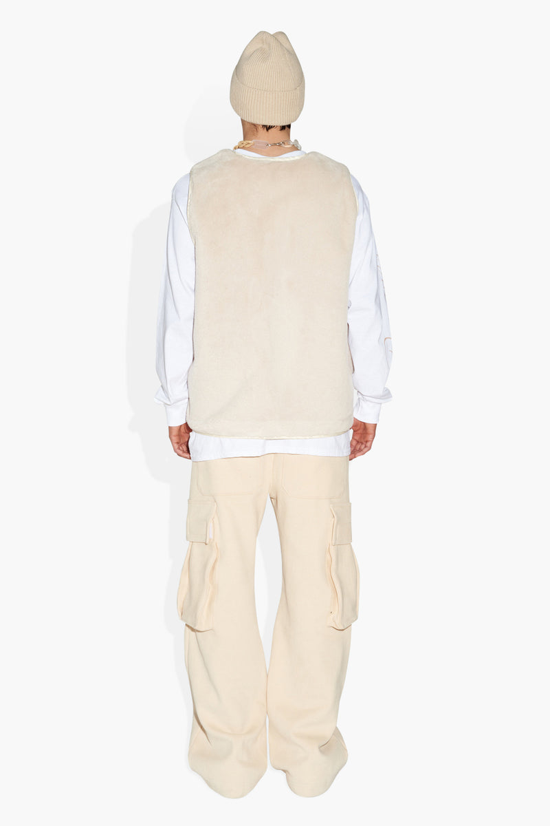 FUZZY VEST CREAM OUTERWEAR | VEST THE CELECT MENS   