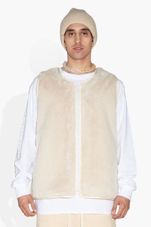 FUZZY VEST CREAM OUTERWEAR | VEST THE CELECT MENS   