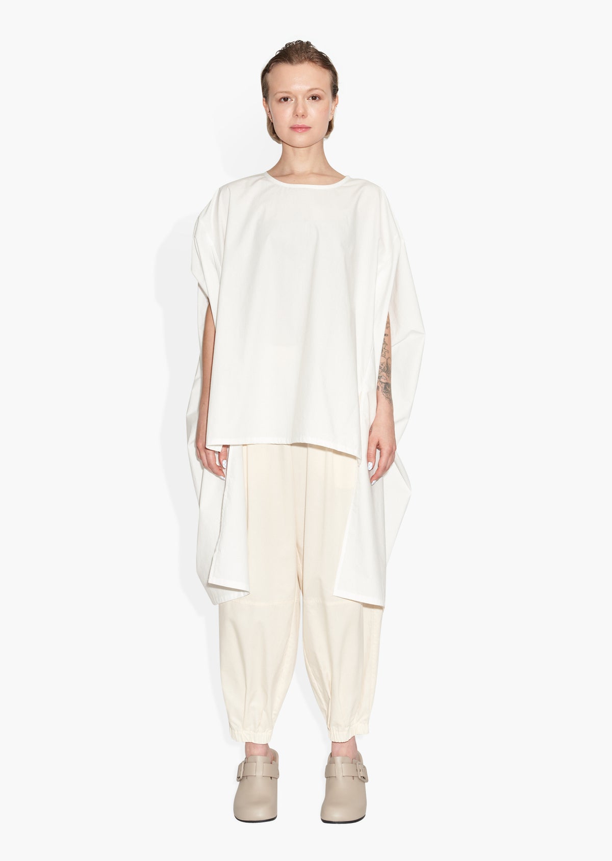 Rectangle Top Poplin White BLOUSES | SHORT SLEEVE THE CELECT WOMAN   