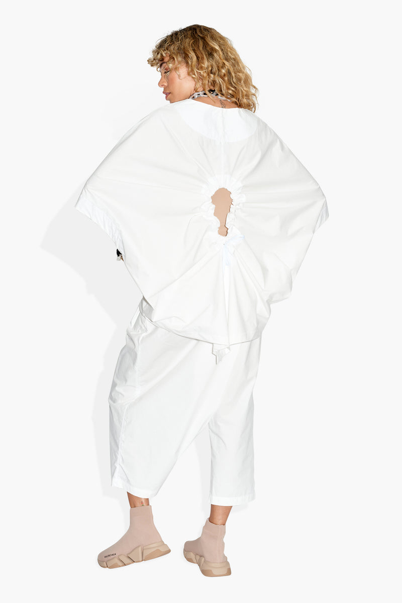 Tethered Poncho Poplin White BLOUSES | SHORT SLEEVE THE CELECT WOMAN   
