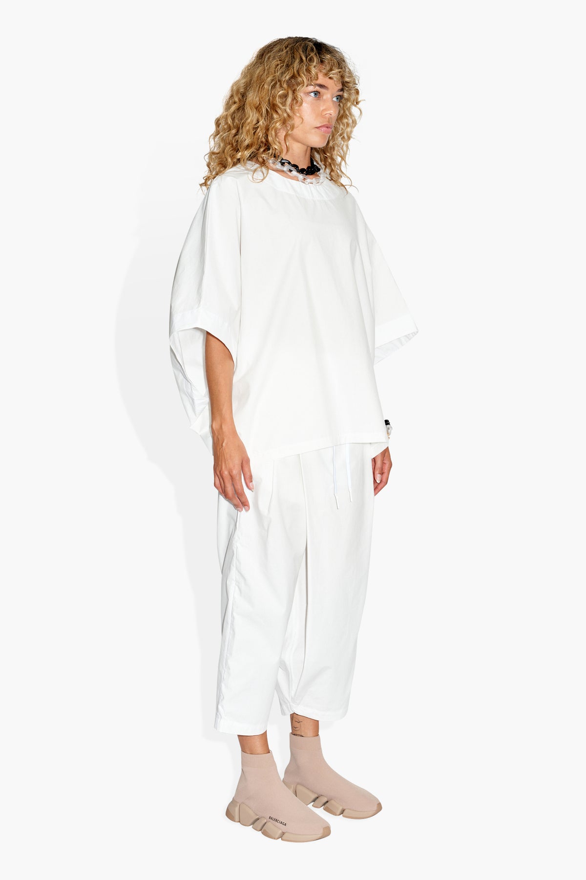 Tethered Poncho White BLOUSES | SHORT SLEEVE THE CELECT WOMAN
